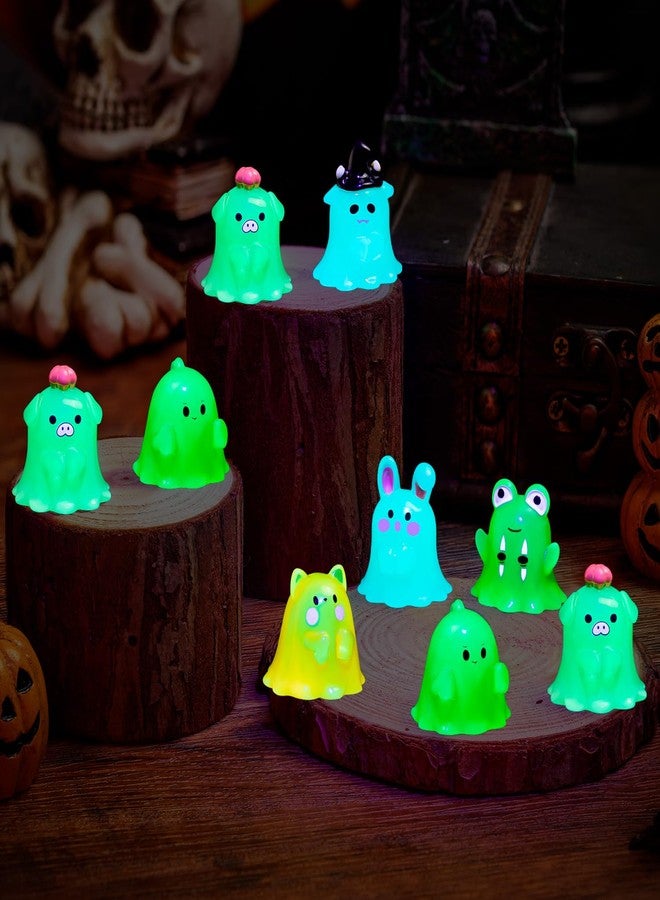 LHSYFBZ 36Pcs Halloween Mini Resin Figures, Glow in Dark Tiny Resin Set, Small Ghost Frog Buny Pig Figures for Halloween Party Favors Bag Fillers Garden Dollhouse Deco - Image 4